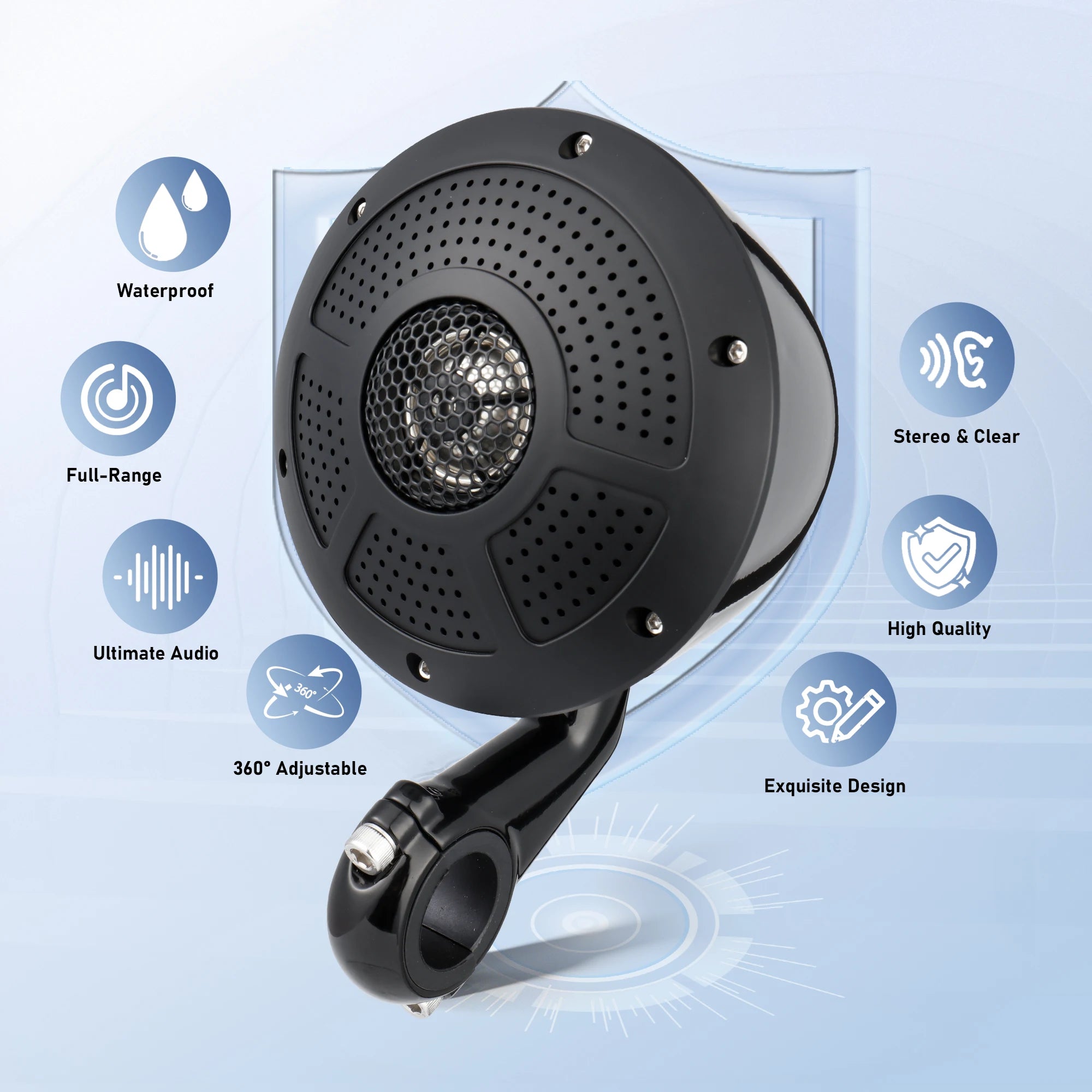 Motorcycle Speakers – 1000W Bluetooth 4-Channel Full-Range Stereo