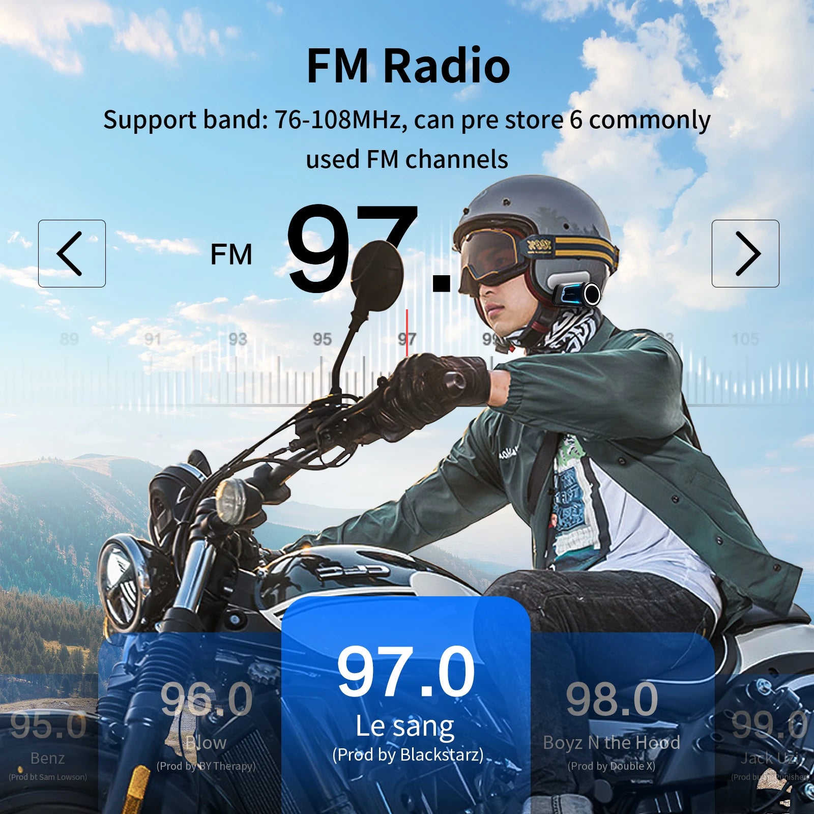 FODSPORTS FX7 Motorcycle Bluetooth Intercom – 10-Rider Mesh 2000m