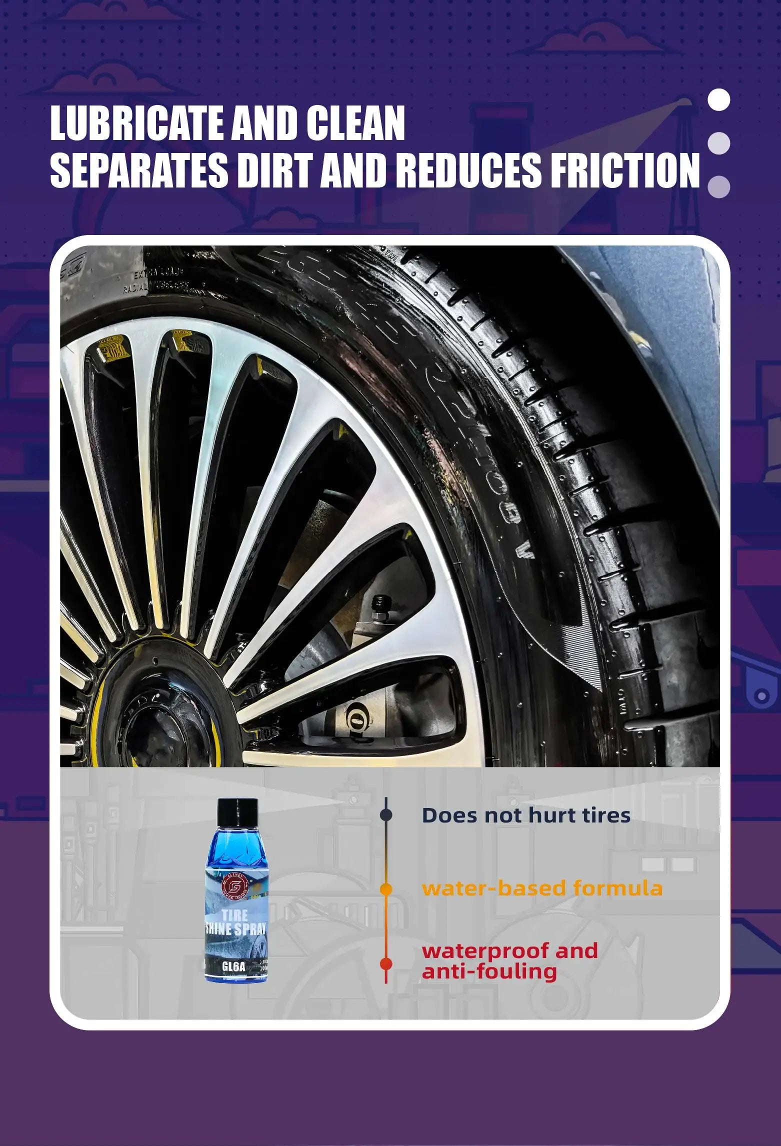 Glenby GL6A Tire Shine Spray – Wet Black Glossy Finish with One Quick Spray – 100ml / 200ml / 300ml / 500ml – $12–40