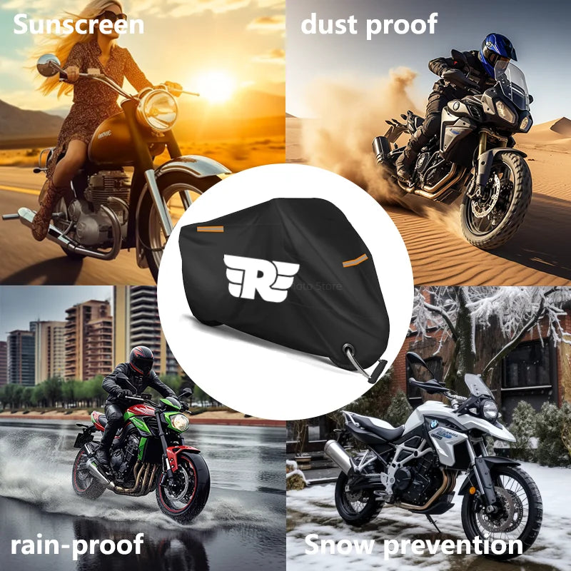 Motorcycle Cover Waterproof Outdoor Scooter UV Protector Dust Rain Cover for Royal Enfield Bullet Meteor Classic 350 500 Interceptor 650 Continental GT Himalayan – 210D Oxford Cloth Black M-4XL