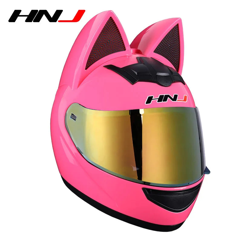 Cute Cat Full Face Ear Helmet for Street and Motocross Riding