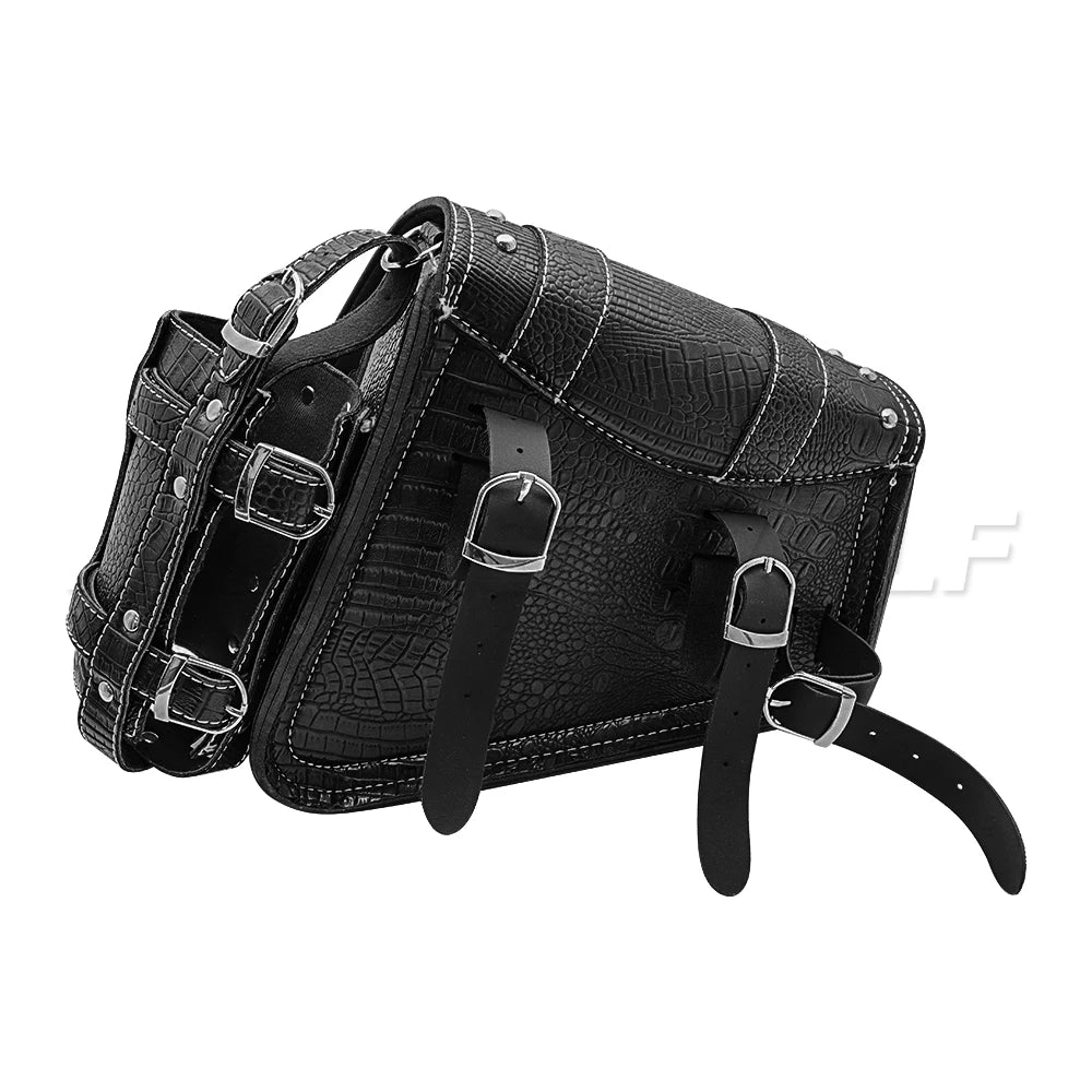 mofastwolf Sportster Iron 883 XL883 1200 Saddlebag Waterproof Storage Bag Motorcycle Swingarm Bag Side Tool Bag PU Leather Hard-Shell Detachable Water Bottle Bag – A-Side / B-Side (1PC)