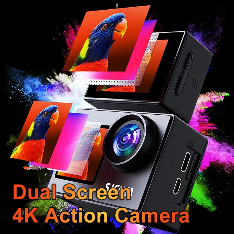 SJCAM SJ4000 Dual Screen 4K 30fps Action Camera 2.0" Rear + 1.3" Front Screen 170° Wide-Angle 30M Waterproof 2.4G WiFi Anti-Shake Car Mode Loop Recording Sports Camera for Motorcycle Bicycle Helmet Diving
