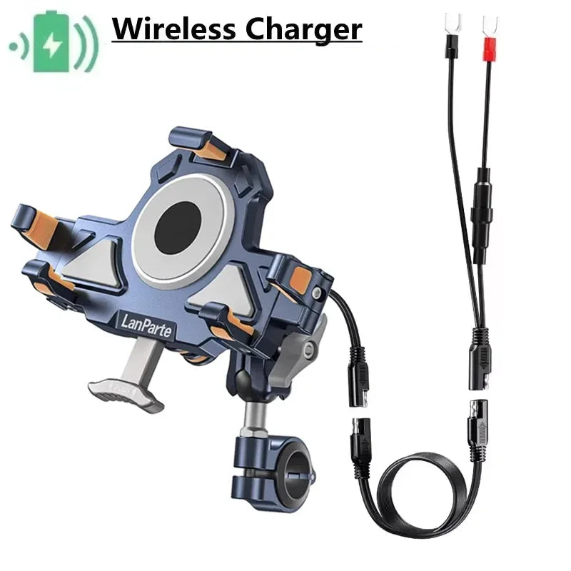 15W Wireless Charger Metal Shockproof Motorcycle Phone Holder 4 Vibration Dampener Fast Charging Motorbike Bicycle Bike Stand