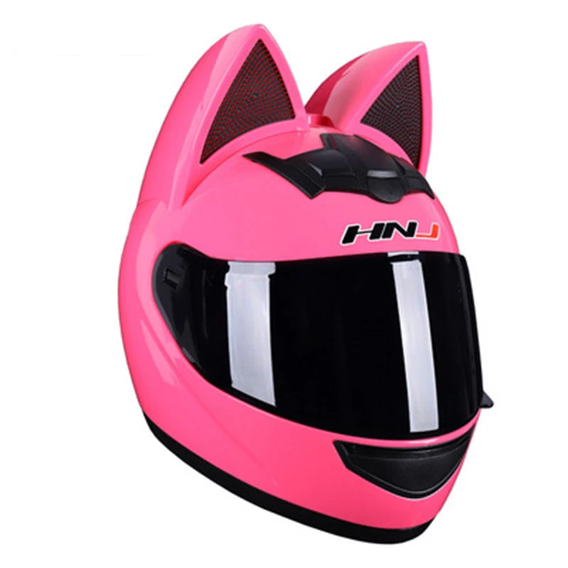 Cute Cat Full Face Ear Helmet for Street and Motocross Riding