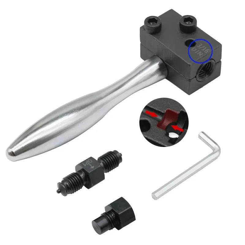 3/16" Brake Line Double Flaring Tool – Brake Line Tools – Handheld 45° SAE or DIN Double Flare Tool for Motorcycle Automotive and Truck Brake Line – 629g – $25