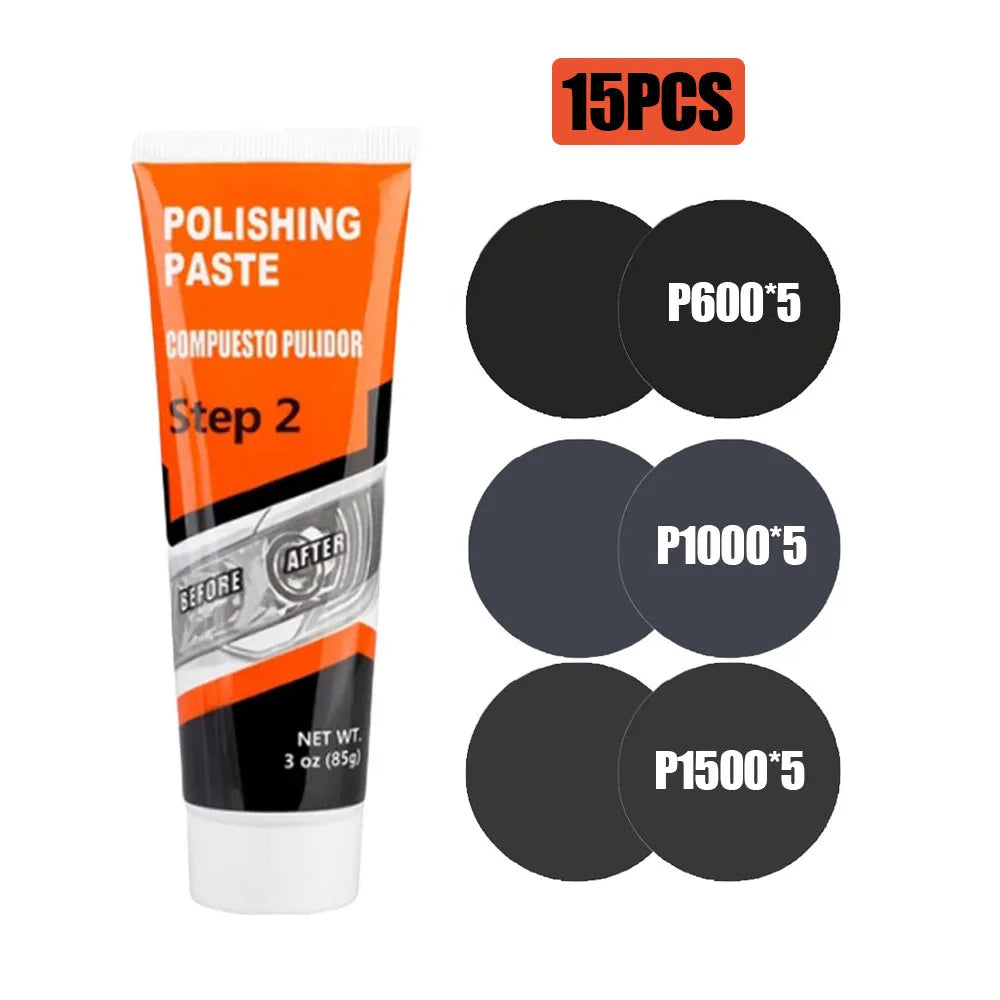 Professional Car & Motorcycle Headlight Restoration Kit – Wet Sand + Polish + UV Protect – Removes Yellowing Scratches – Car / Motorcycle / ATV – 24 Set Options – $40