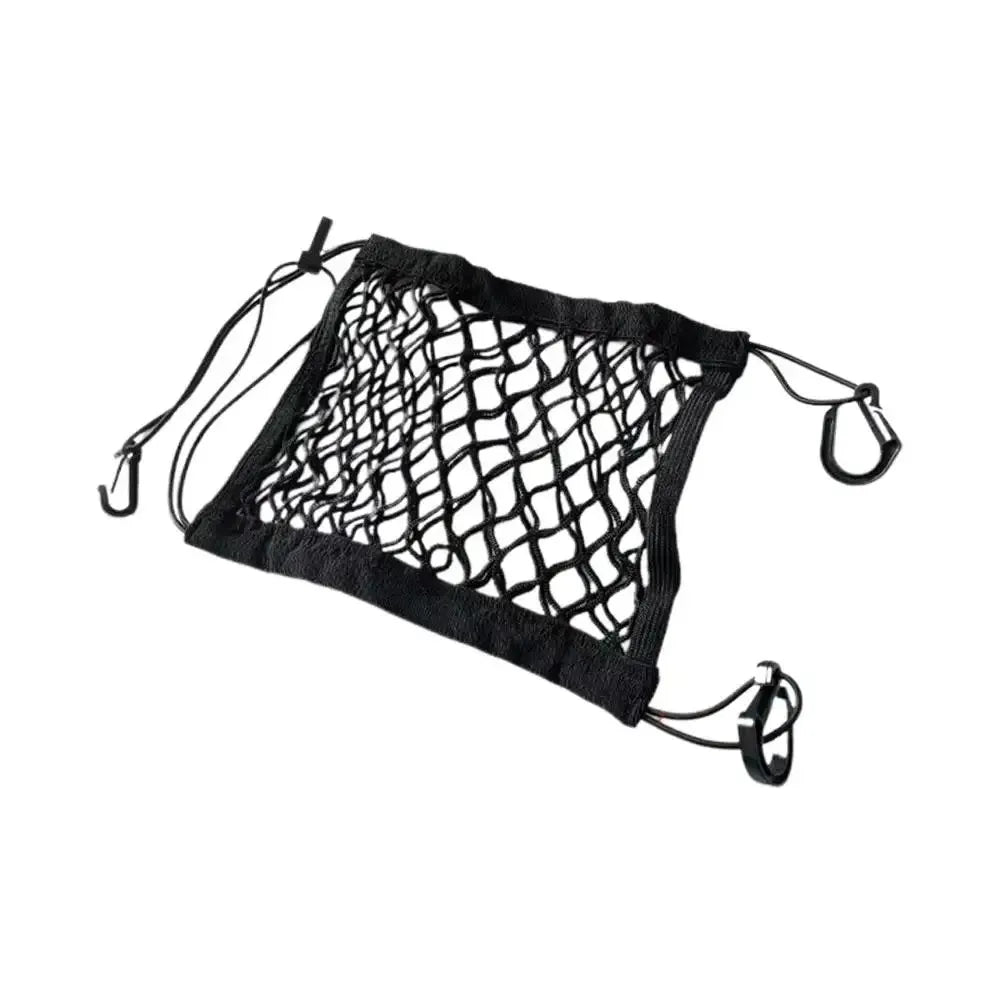 High Elastic Motorcycle Cargo Net 10"x11", Double Layer Bungee Net with Hooks for Helmet Storage & Luggage Securing