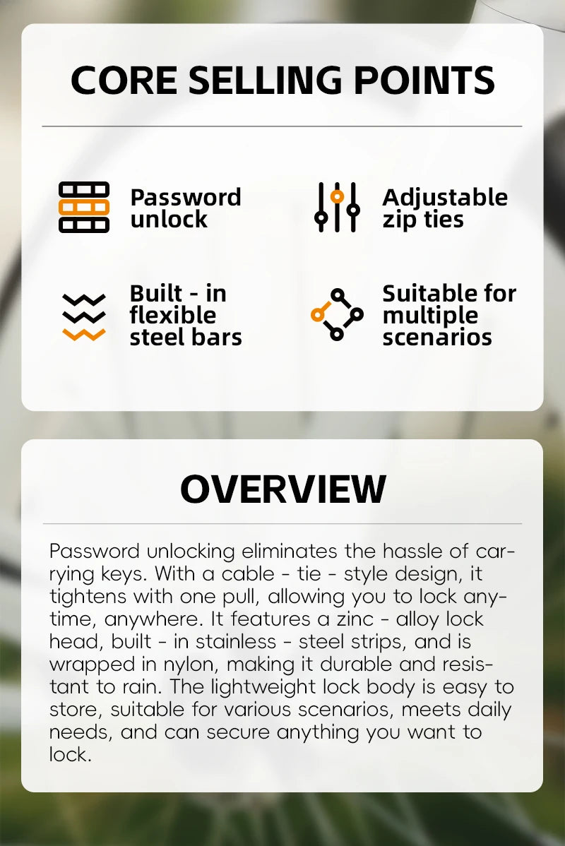 WEST BIKING Bicycle Lock Portable Cable Zinc Alloy Lock Motorcycle Helmet Password Lock Safety Anti-Theft Adjustable Rope Lock