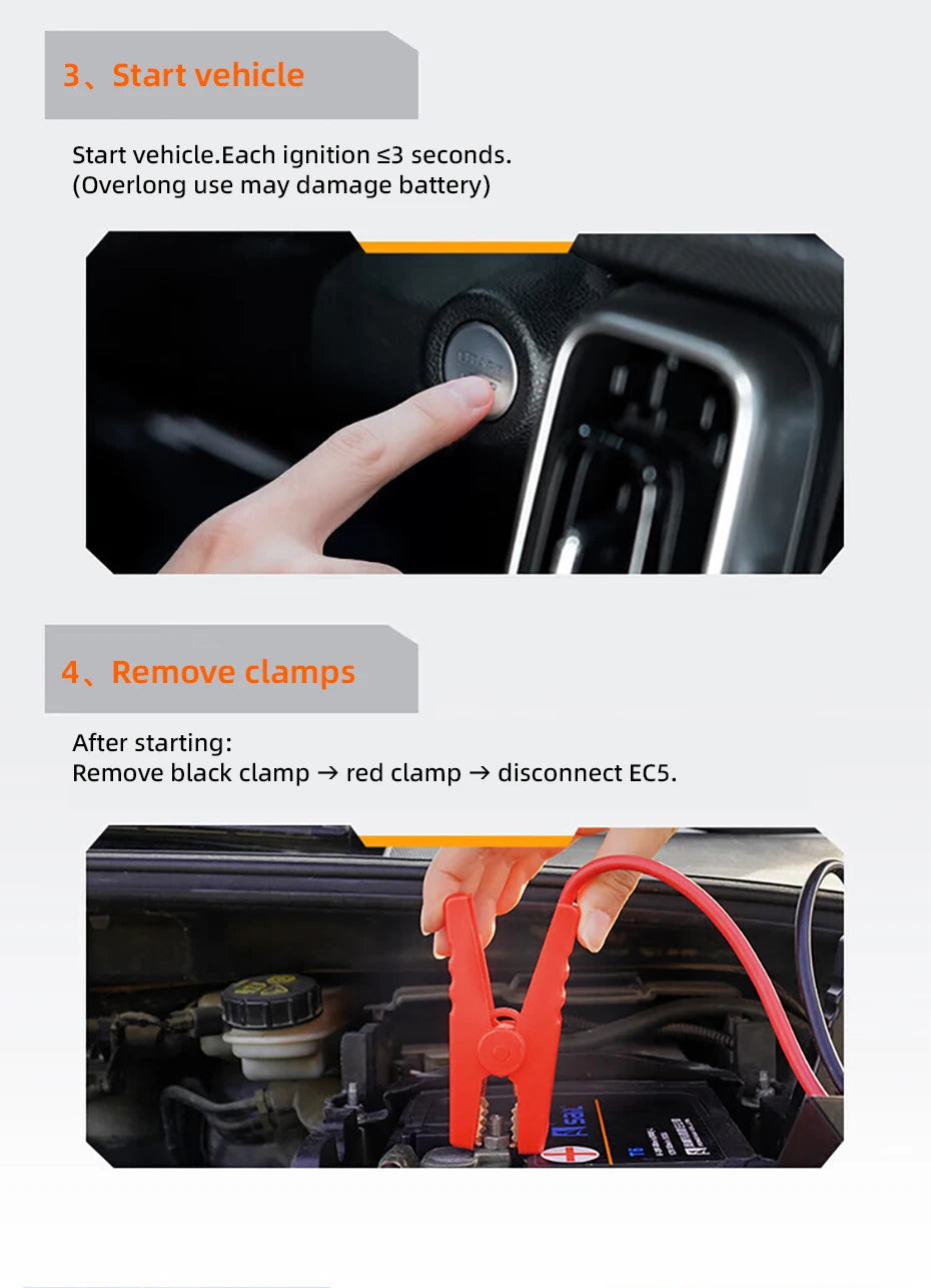 Motorcycle Jump Starter with Air Compressor 150PSI Tyre Inflator 4-in-1 Emergency Battery Booster Power Bank LED Flashlight 12V