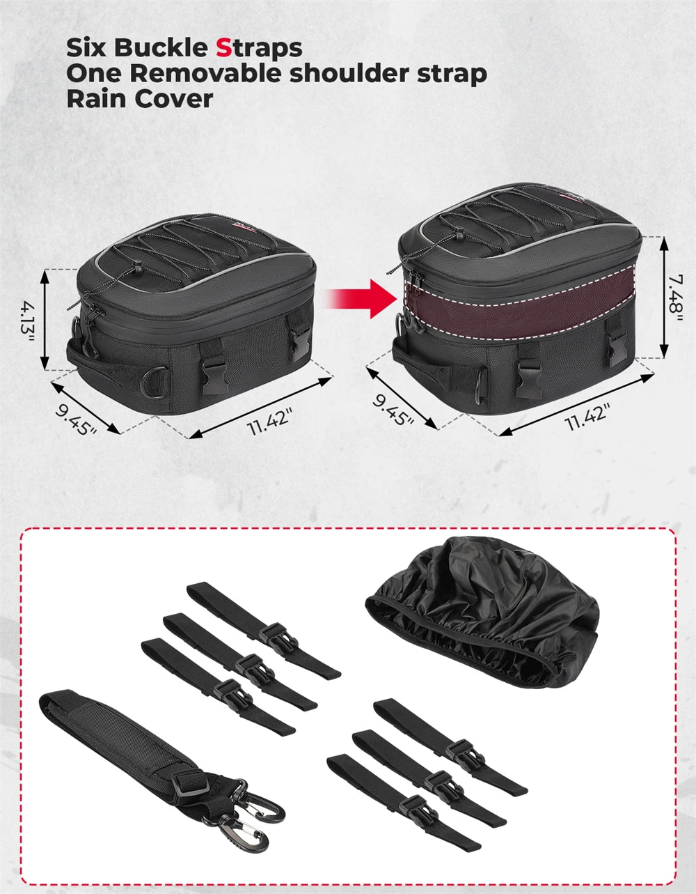 Motorcycle Backpack – KEMIMOTO Waterproof 7L–12L Expandable Riding Bag