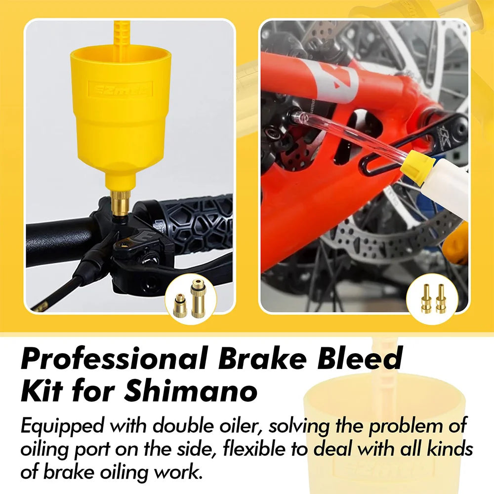Brake Bleed Kit for Shimano Hydraulic Brakes – Brake Bleeding Tools with 2×60ml Mineral Brake Fluid – Road & MTB Dual Purpose – 2000–2023 Models – $35