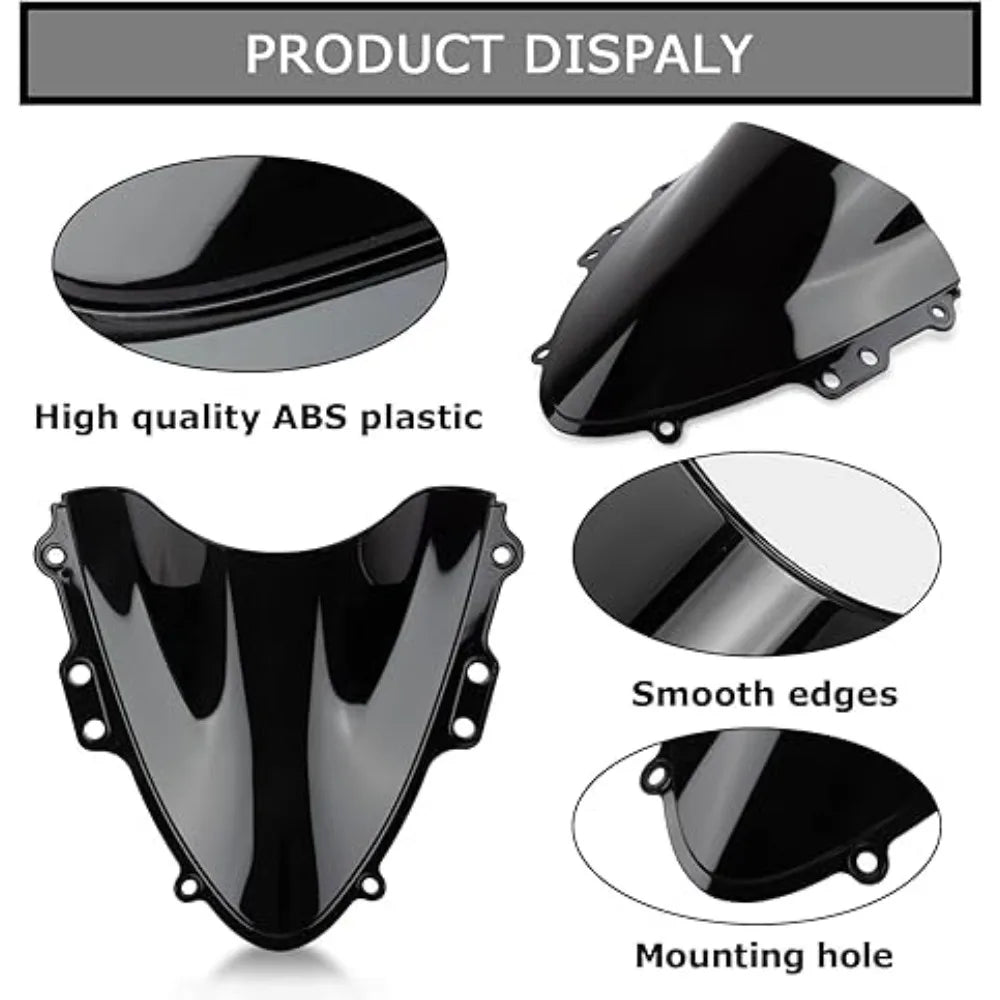 Motorcycle Windshield Windscreen Double Bubble Airflow Wind for Suzuki GSXR600 GSXR750 K4 K5 2004-2005 GSX-R 600 750 2004 2005 – ABS Plastic Black Clear Wind Deflector