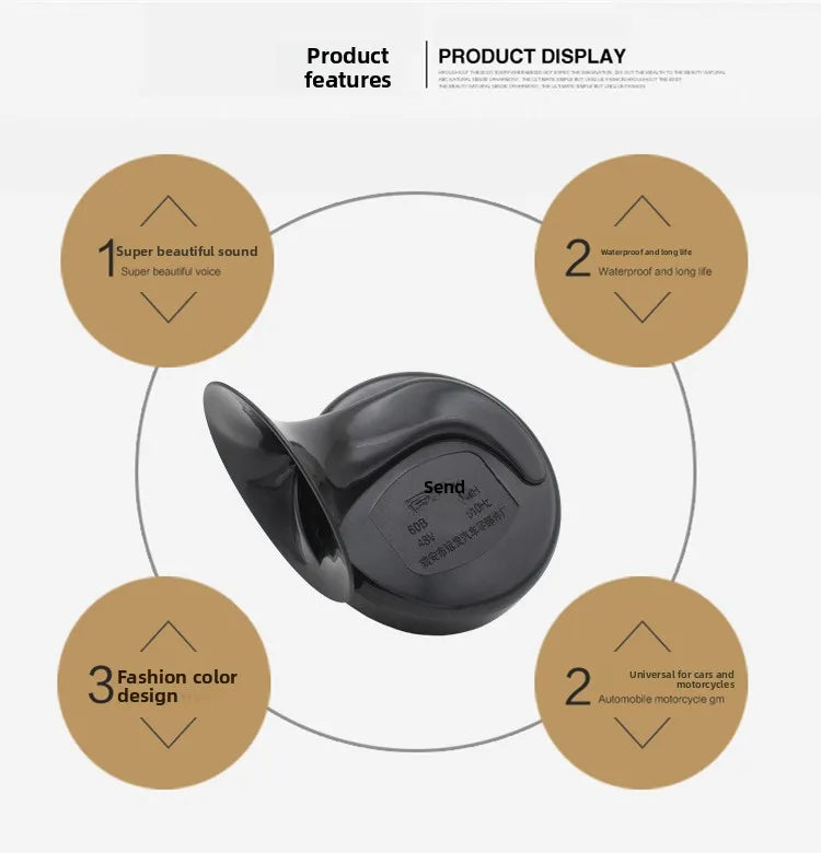 Motorcycle Horn – 12V Universal Snail-Shaped High-Pitched Waterproof Horn
