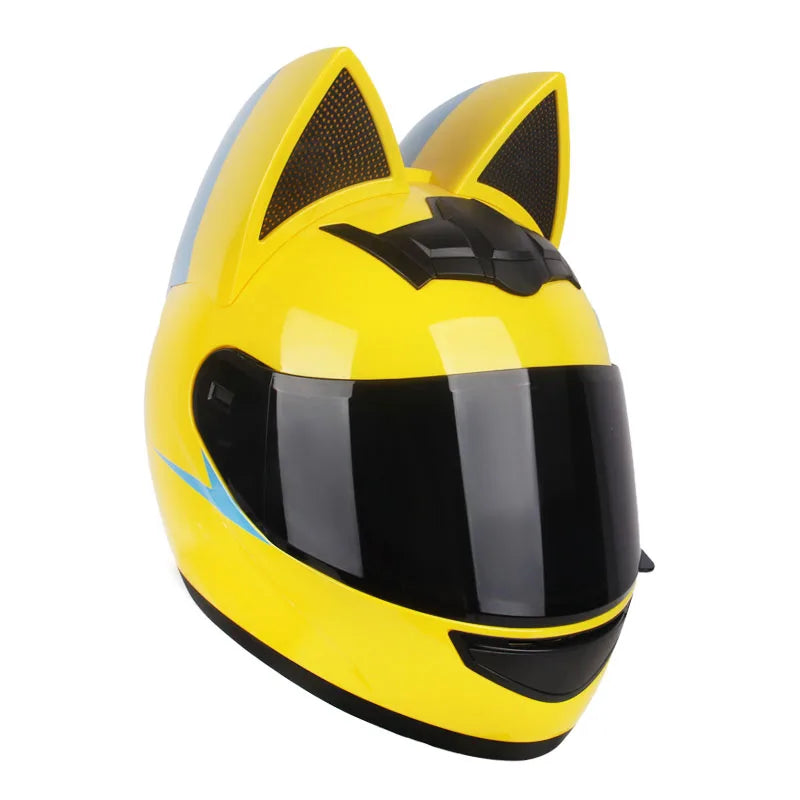 Cute Cat Full Face Ear Helmet for Street and Motocross Riding