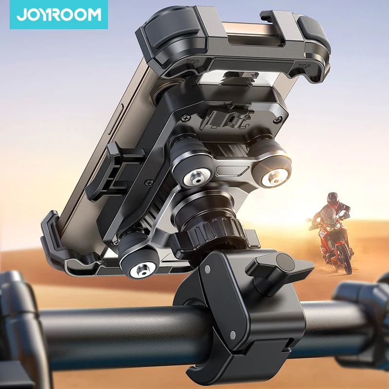 JOYROOM Anti-Vibration Motorcycle Phone Mount – 360° One-Hand Handlebar Holder for 4.7–7" Phones