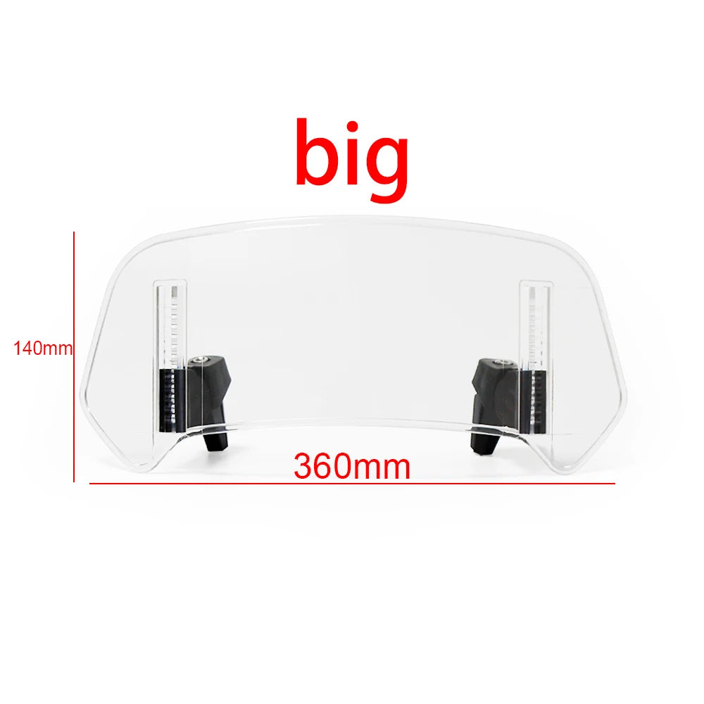 Universal Motorcycle Windshield Extension Adjustable Spoiler Clamp-On Windscreen Deflector Suitable for All Motorcycle Parts – SOYAVISION ABS 280mm 300mm 360mm Grey Clear No Drill