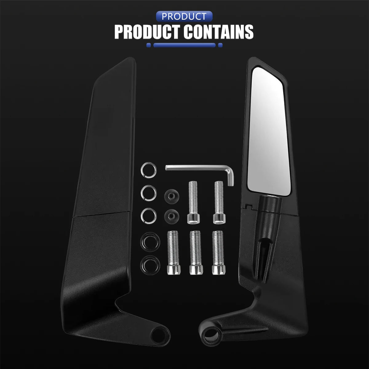 HVLMHA Yamaha MT-07 MT-09 MT-10 Stealth Winglet Rotatable Motorcycle Mirror CNC Aluminium Adjustable Rearview Motorcycle Mirror Kit 2021-2023