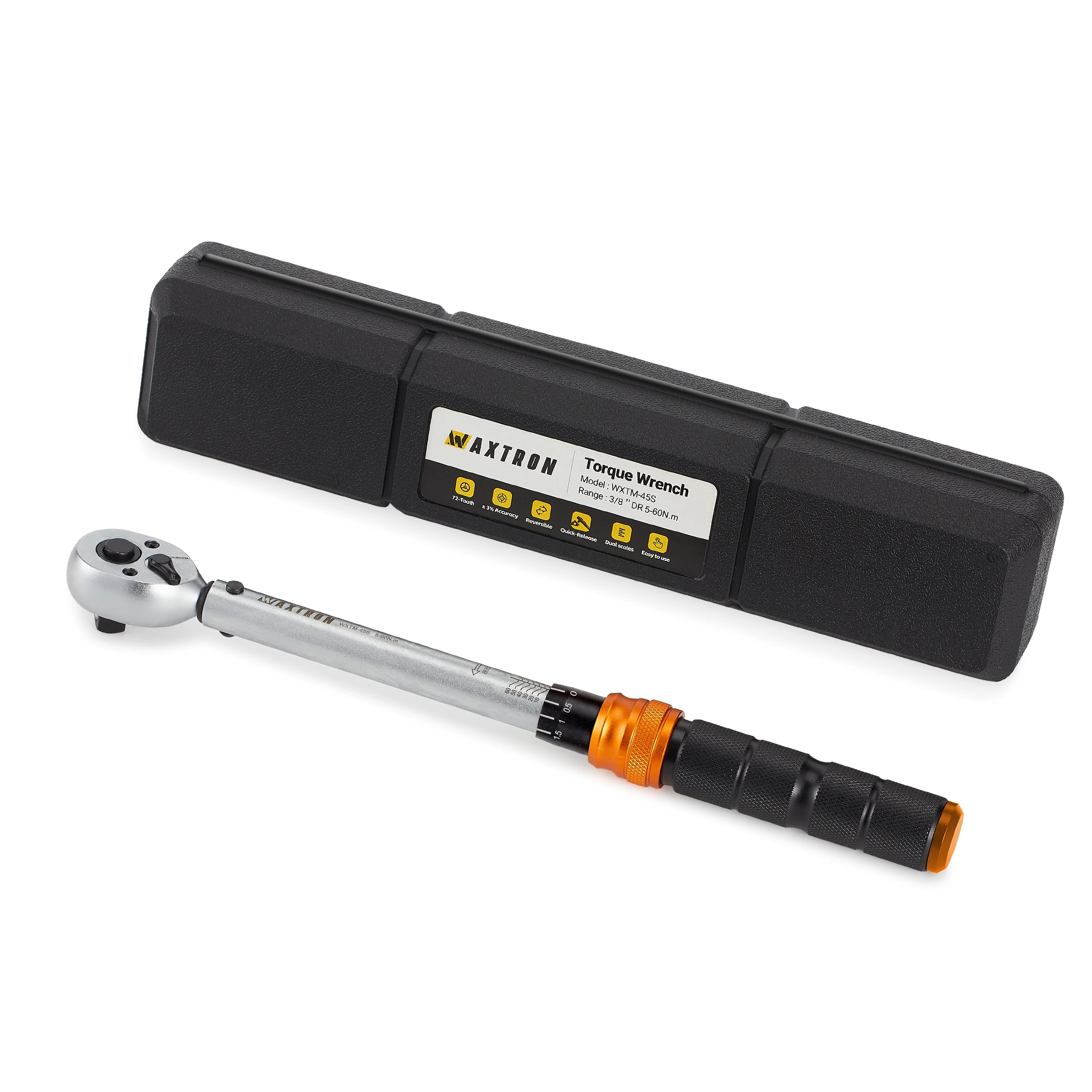 WAXTRON Click Torque Wrench – 1/4” / 3/8” / 1/2” – 1–220 Nm – 72-Tooth – ±3% – Chromium-Vanadium Steel – from $62