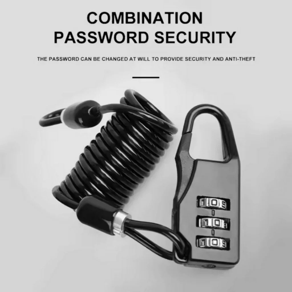 DOMEN Bicycle Anti-Theft Lock Motorcycle Portable Three-Digit Password Helmet Lock Bike Wire Rope Helmet Lock Bike Accessories