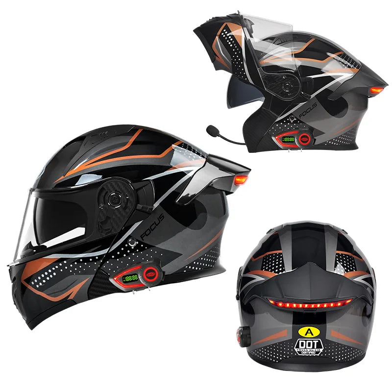 Modular Helmets – DOT Approved Bluetooth Motorcycle Helmet, Dual Visor & LED Tail Light