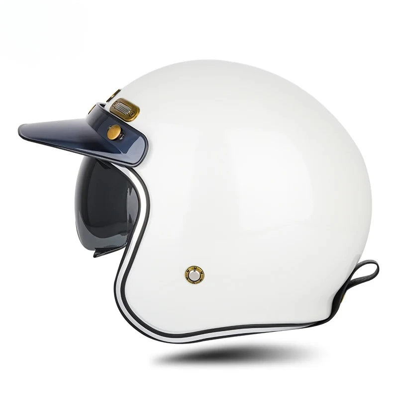 Open Face Helmets – DOT Approved Retro Motorcycle Helmet, Carbon Fiber Style with Visor for Men