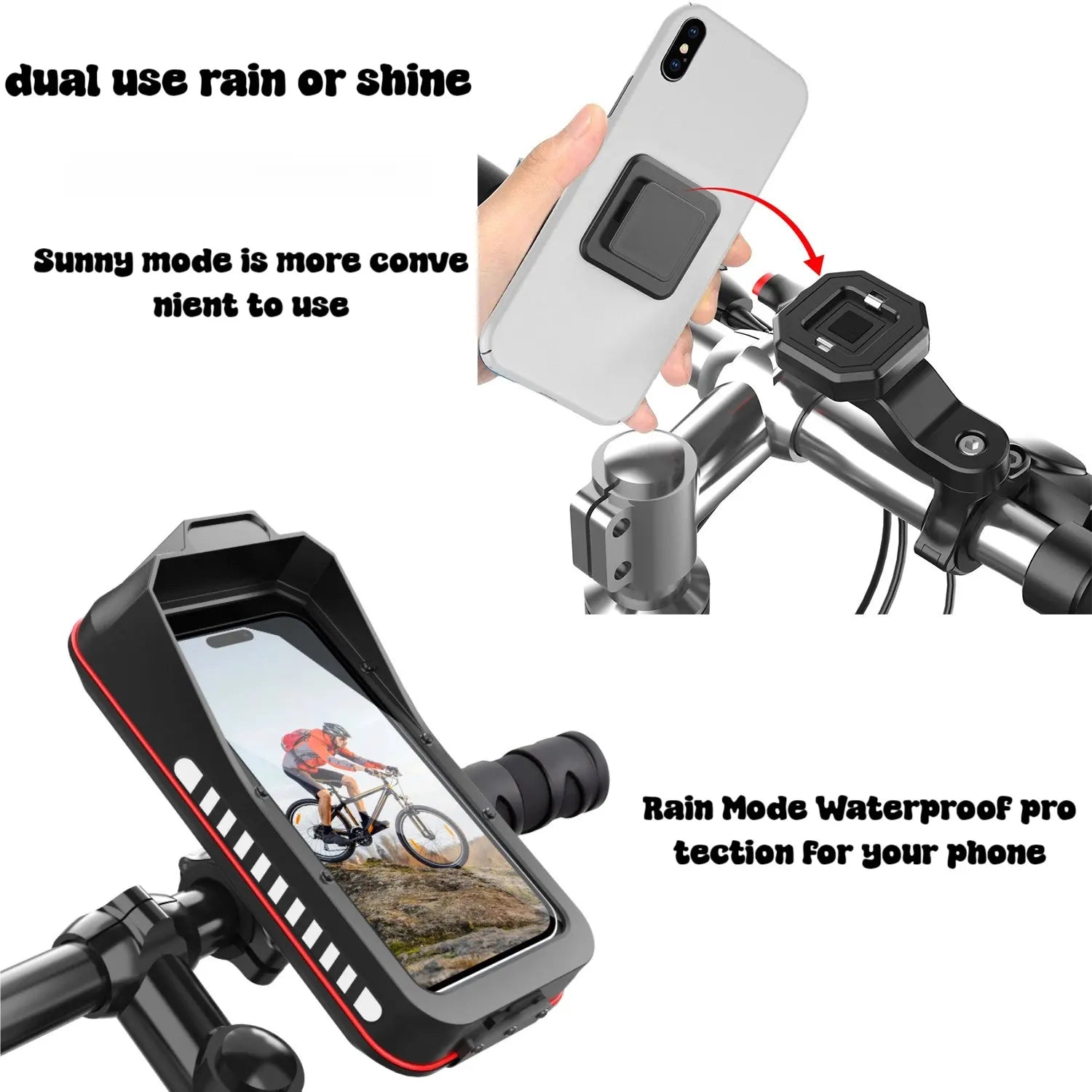 Waterproof Motorcycle Phone Pouch – Touchscreen Handlebar Mount Case for Smartphones