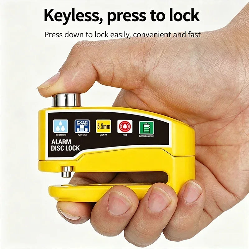 Motorcycle Alarm Disc Brake Lock One-Touch Fingerprint Unlock Anti-Theft Security Moto Wheel Disk Padlock Motorcycle Disc Lock – Vibration Alarm Aluminum Alloy Waterproof