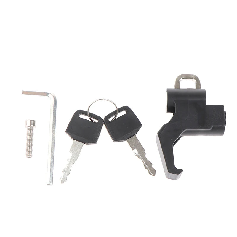 Universal 1pc Motorcycle Helmet Lock Handlebar 22-26mm Anti-Theft Security Motorbike for Motorcycle with 7/8" Round Tubing – Key Lock 2 Keys Wrench Black