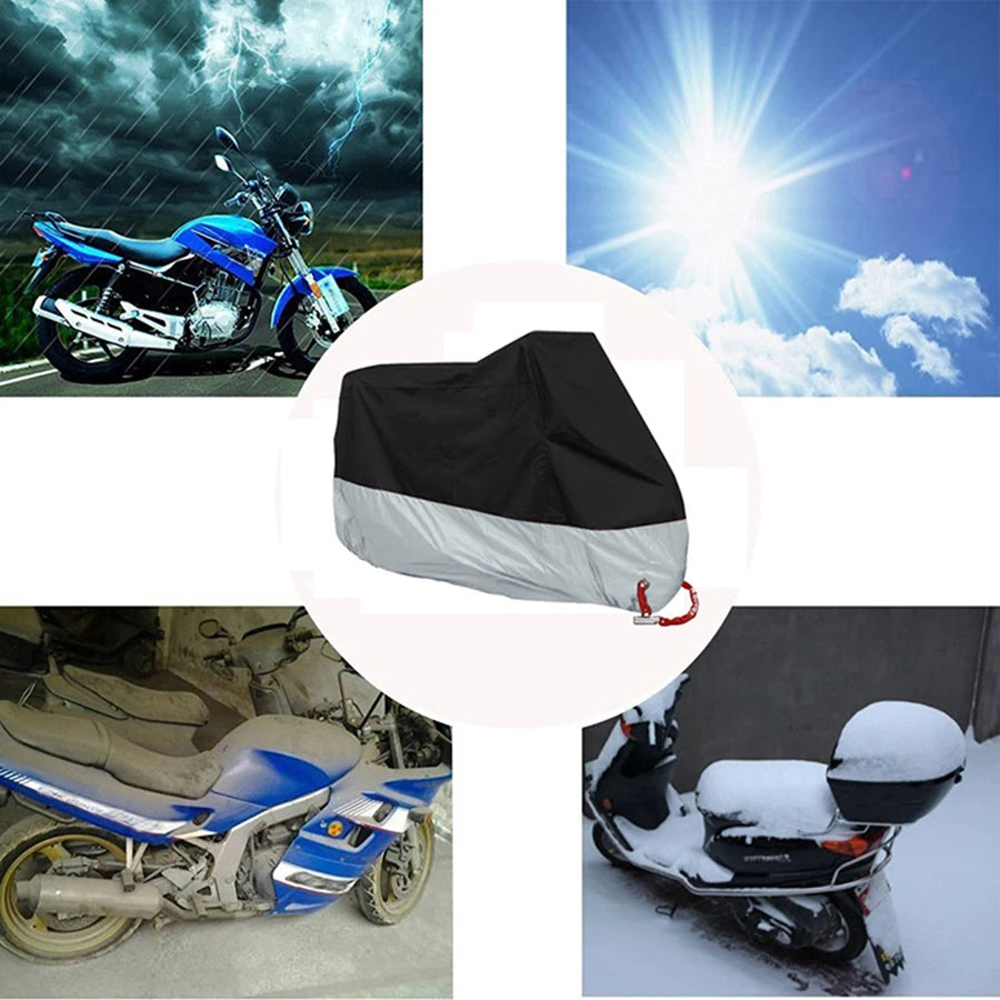 AutoJUSHIDAHAO Universal Outdoor UV Protector Waterproof Motorcycle Cover Bache Funda Moto Scooter Bicycle Case S M L XL 2XL 3XL 4XL – 190T Polyester PU Waterproof Dustproof Anti-UV Anti-Scratch