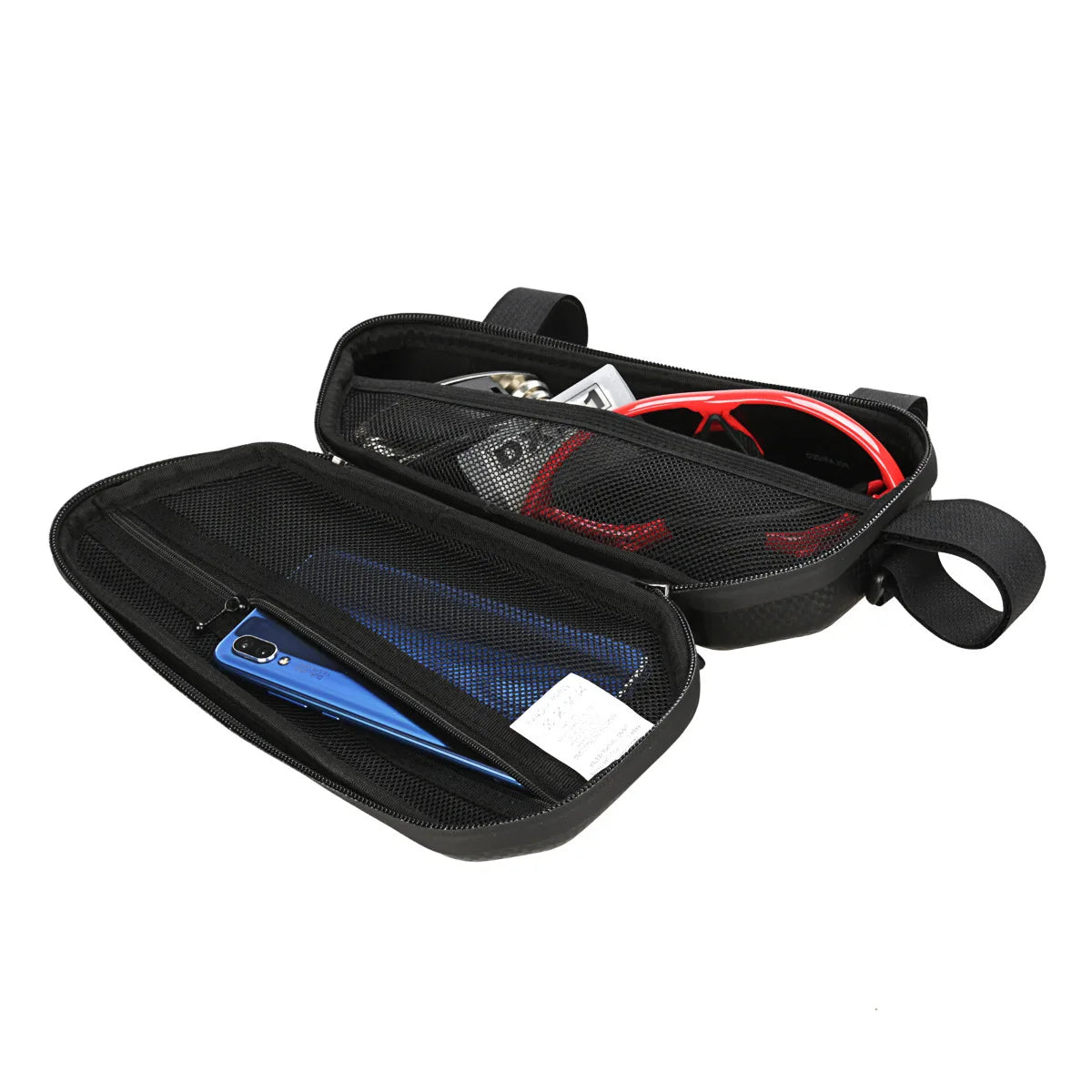 Large Capacity Motorcycle Side Bag Universal No Logo Saddlebag Waterproof Multifunctional Storage Pouch EVA Hard Shell Triangle Bag – Black (Left-B / Right-A / One Pair-AB)