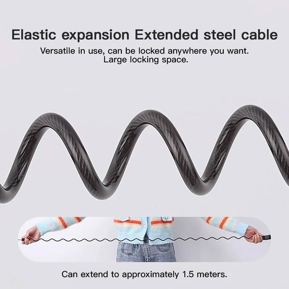 Motorcycle 4-Digit Password Combination Chain Lock, Bicycle Anti-Theft Helmet Safety Lock, Portable Durable Wire Cable Lock