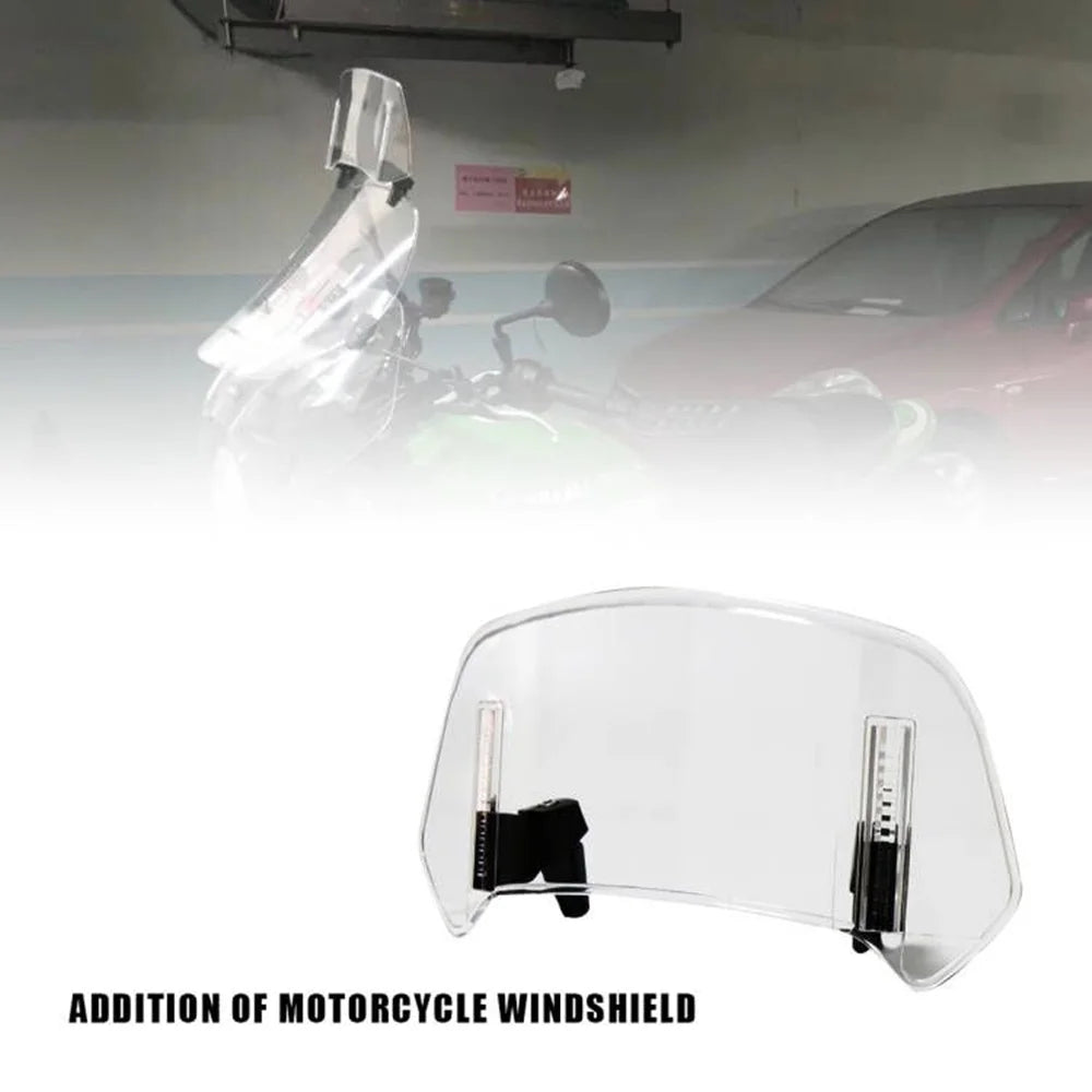 Universal Motorcycle Windshield Extension Adjustable Spoiler Clamp-On Windscreen Deflector Suitable for All Motorcycle Parts – SOYAVISION ABS 280mm 300mm 360mm Grey Clear No Drill