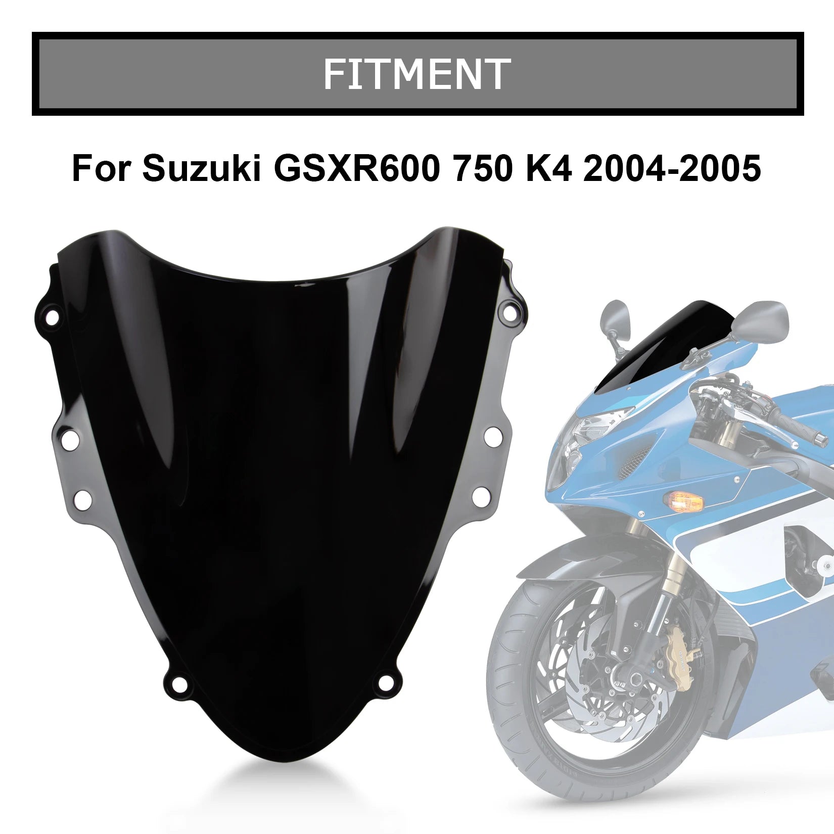 Motorcycle Windshield Windscreen Double Bubble Airflow Wind for Suzuki GSXR600 GSXR750 K4 K5 2004-2005 GSX-R 600 750 2004 2005 – ABS Plastic Black Clear Wind Deflector
