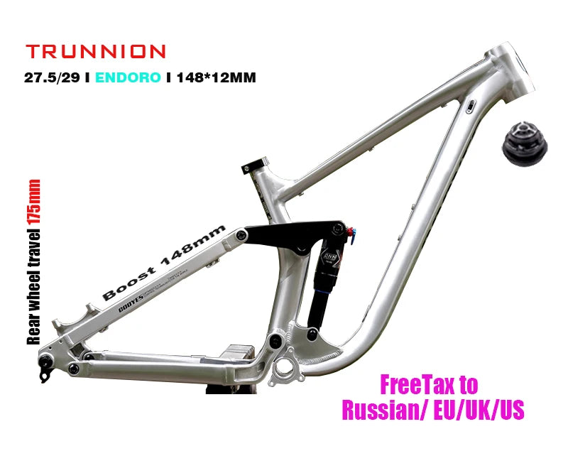 Bicycle Full Suspension Frame Soft Tail Trunnion MTB  Enduro  DH XC AM Mountain Frame  29/27.5ER Boost12*148mm Inner Cable DPD