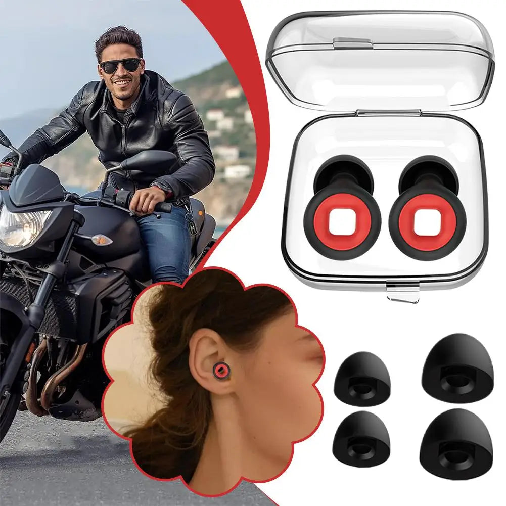 Motorcycle Immersive Dual Pickup Sleep Earplugs Sound Insulation Noise Reduction Industrial Protective Earplugs – Silicone – 14g – Red / Black