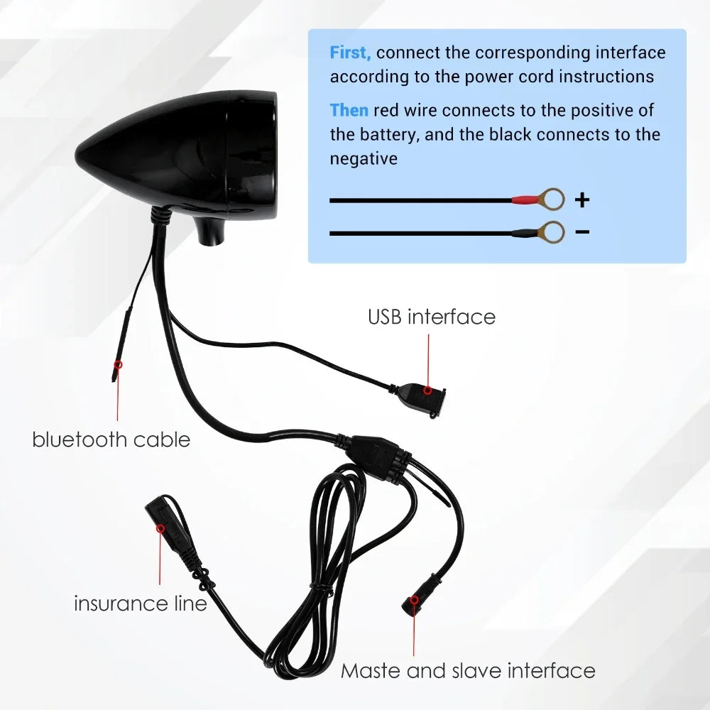 Motorcycle Speakers – Bluetooth Audio with Remote Control & MP3