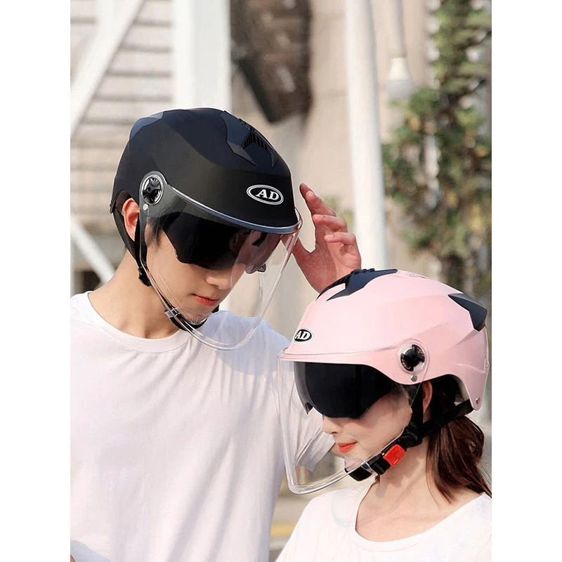 Half Helmets with Rechargeable Double Visor
