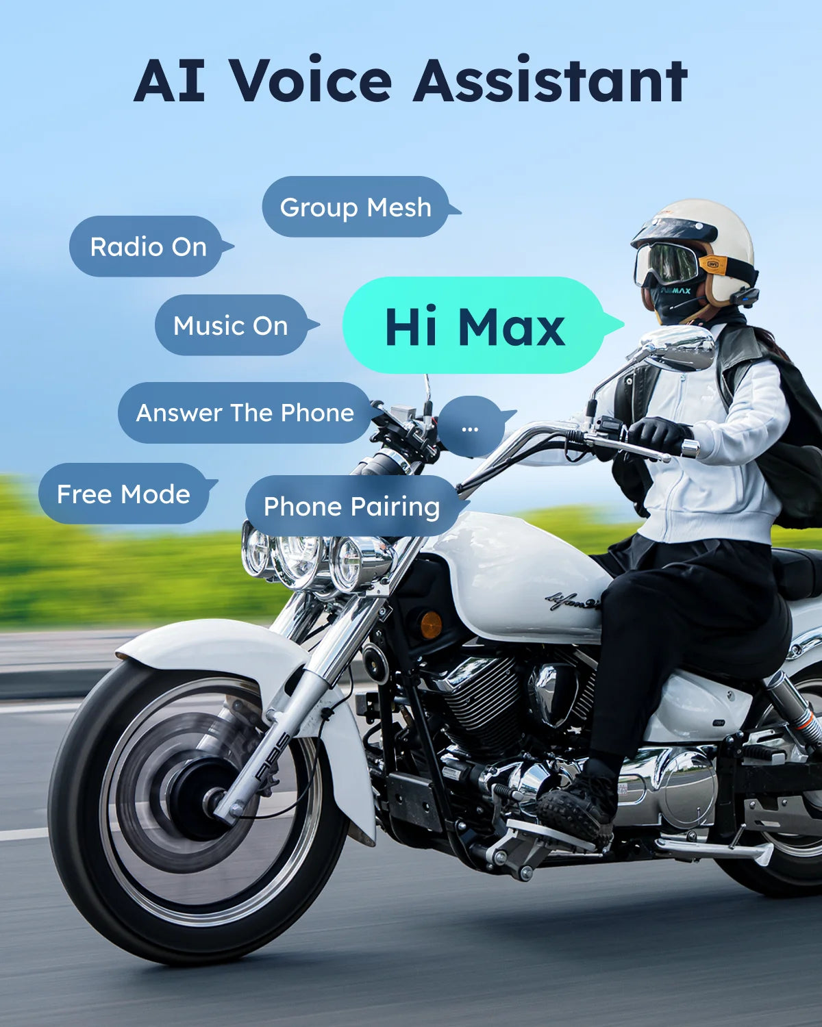 ASMAX S1 Motorcycle Bluetooth Intercom – 8-Rider Communication Headset