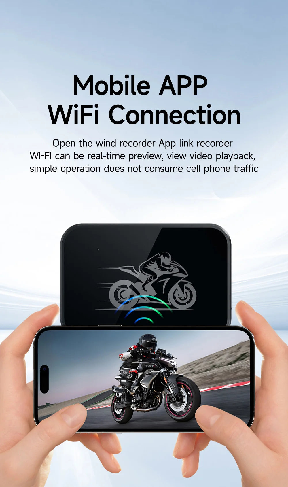 JIUYIN Dual Lens Motorcycle Dash Cam 720P/1080P Front & Rear Waterproof WiFi Night Vision Loop Recording Motorcycle Camera DVR Black Box G-Sensor