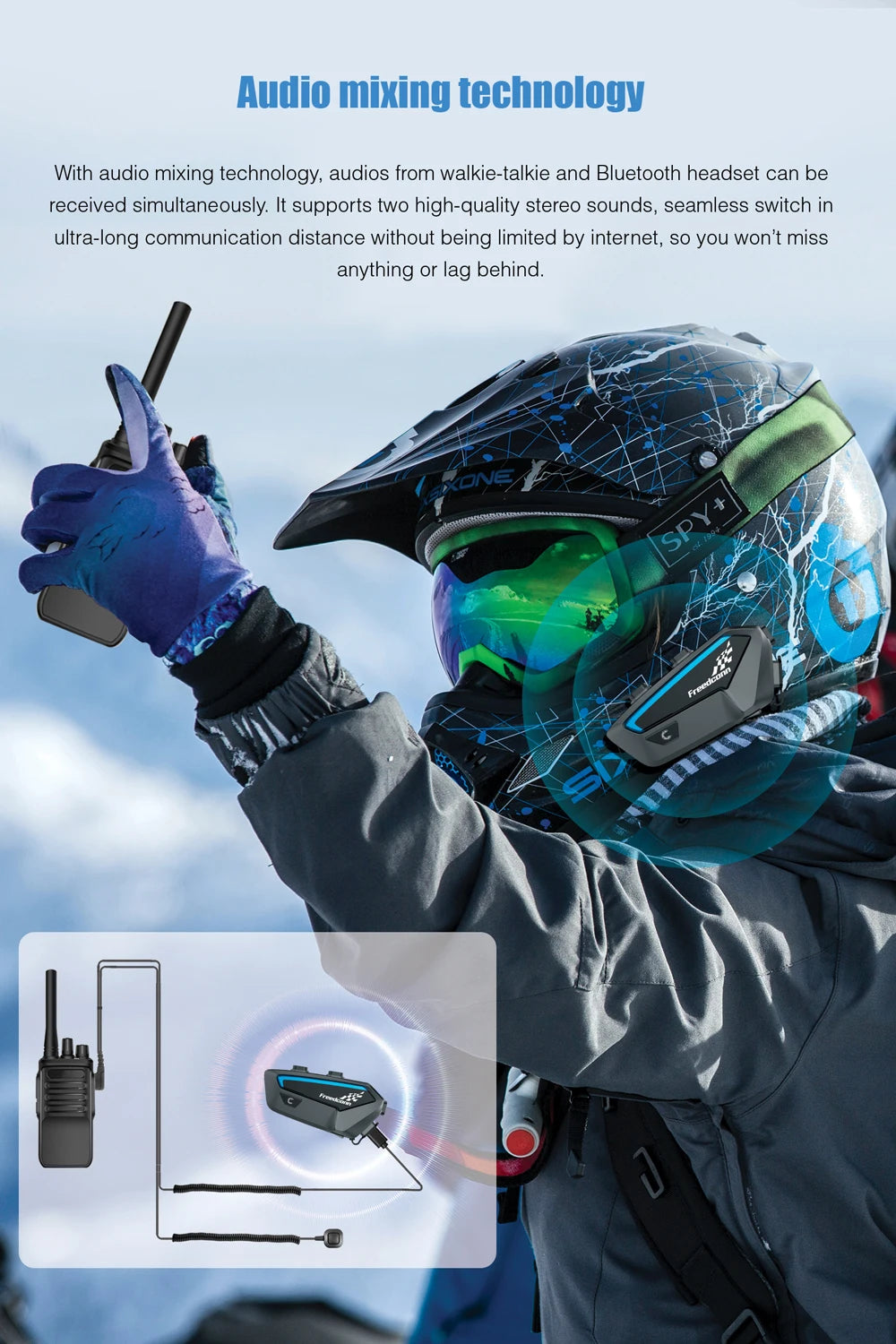 FREEDCONN Motorcycle Bluetooth Headset – Wireless Helmet Intercom & FM Radio