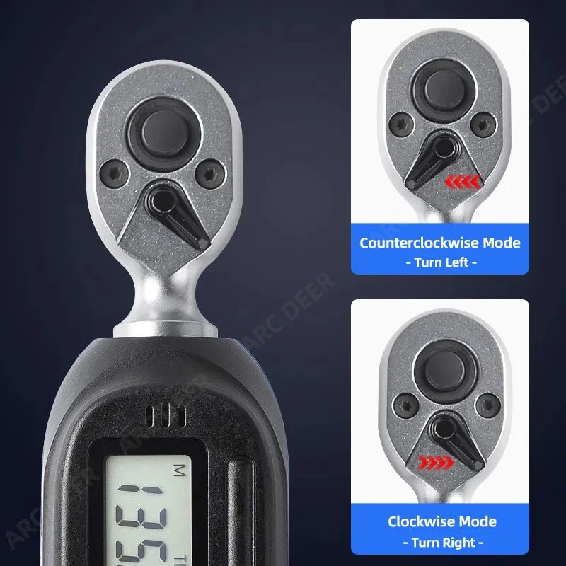 ARC DEER Digital Torque Wrench – Peak + Track Mode – Data Storage – ±2% CW – LED + Buzzer – 1.5–60 Nm – from $129