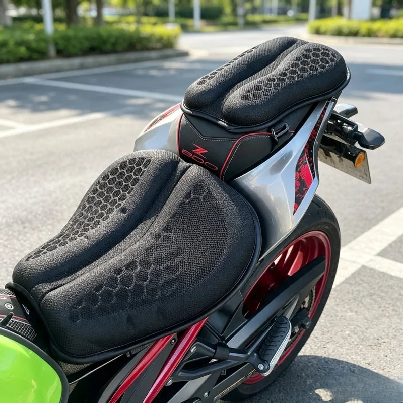 3D Honeycomb Gel Motorcycle Seat Cushion Non Slip Pressure Relief Ride Seat Pad Comfort Moto Riding Accessory