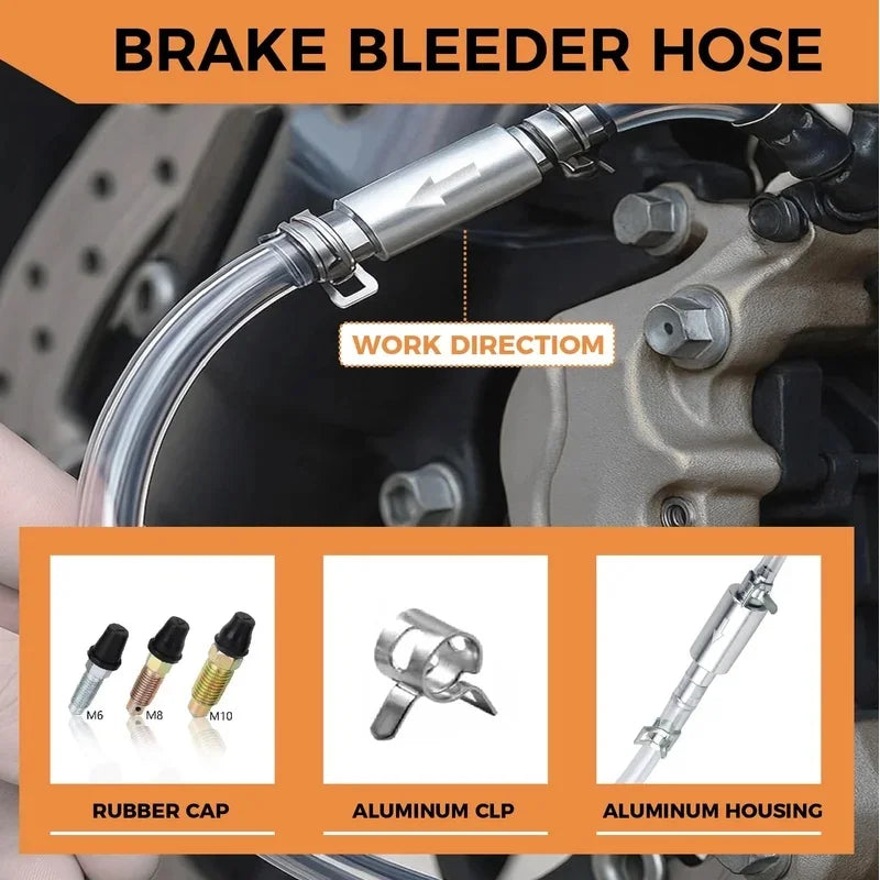 Brake Fluid Bleeder Hose Kit with One-Way Check Valve – Non-Return Brake Bleeding Tube with Hose Clamps – Brake Bleeding Tools for Car Motorcycle Vehicle – 1 / 2 Set – $14