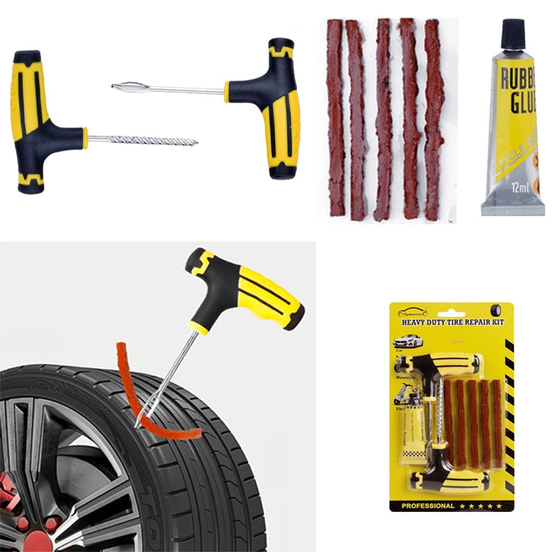 8pcs Emergency Tubeless Tire Repair Kit with Repair Strips – With or Without Storage Box – Car Motorcycle Bicycle – $15