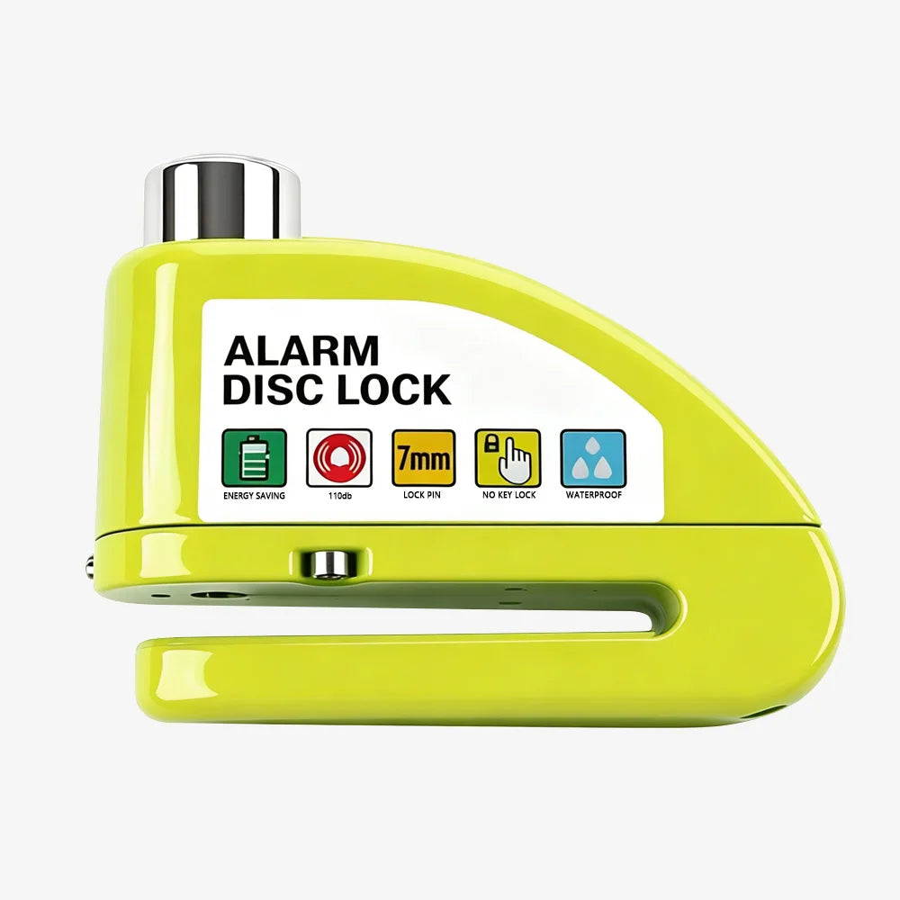 Motorcycle Bicycle Alarm Disc Lock Aluminum Alloy Anti-Theft Safety Padlock Vibration Reminder Security Protection Accessories – 110dB 7mm Hardened Steel 2 Keys Allen Wrench 7 Colors