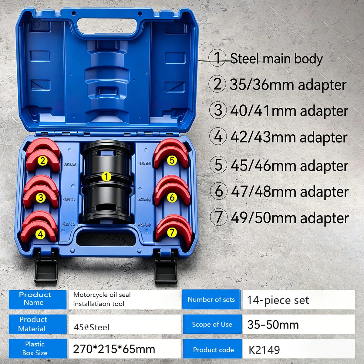 Universal 14-Piece Motorcycle Fork Seal Driver Tool Kit – Oil Seal Installer & Remover – Front Shock Absorber Repair – $67