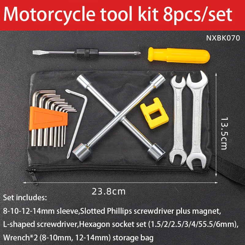 NIUXIANG 8-Piece Socket Wrench, Screwdriver & Hex Tool Kit – Bicycle & Motorcycle Repair – Portable Tool Bag – $14