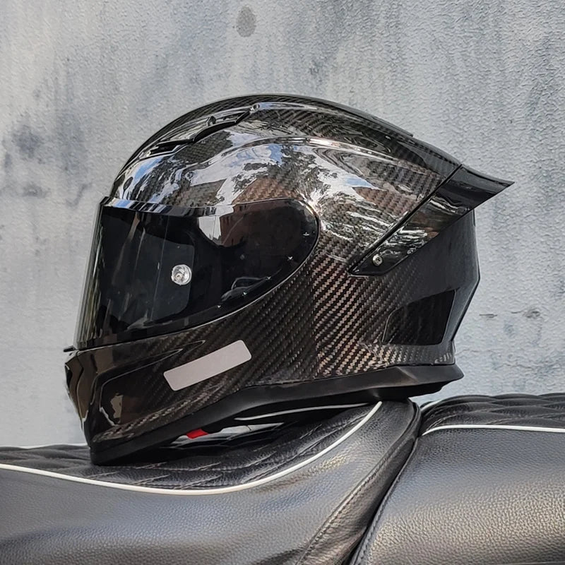 Carbon Fiber Helmets – ORZ Full Face Motorcycle Helmet, Color Visor, DOT Approved, All-Season