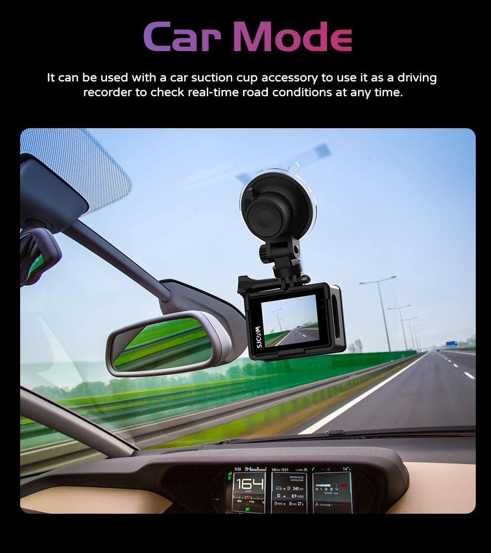 SJCAM SJ4000 Dual Screen 4K 30fps Action Camera 2.0" Rear + 1.3" Front Screen 170° Wide-Angle 30M Waterproof 2.4G WiFi Anti-Shake Car Mode Loop Recording Sports Camera for Motorcycle Bicycle Helmet Diving